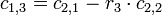  c_{1,3} =  c_{2,1} - r_3 \cdot c_{2,2}