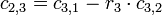  c_{2,3} =  c_{3,1} - r_3 \cdot c_{3,2}