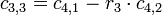  c_{3,3} =  c_{4,1} - r_3 \cdot c_{4,2}